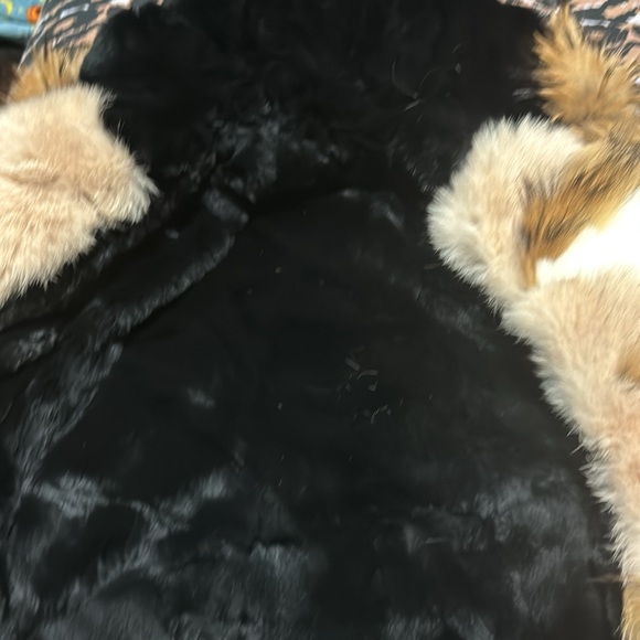 Womens black parka lined with real fox fur - Picture 2 of 4